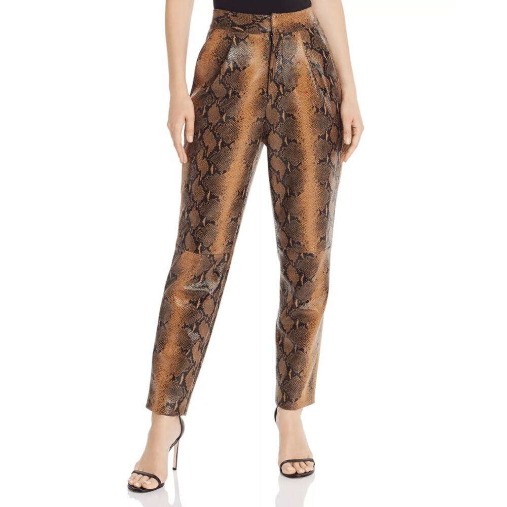 Ronny Kobo Olivia Dress Pant Women's XS Brown Faux Leather Snakeskin Cocktail